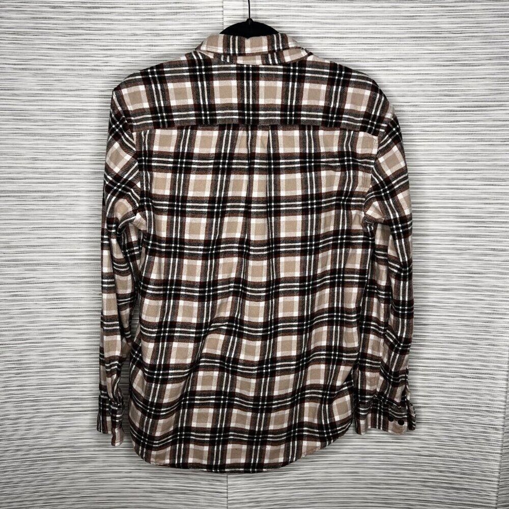Croft Barrow Men Button Down Shirt brown beige Check Long Sleeve Collar Medium - Picture 2 of 4